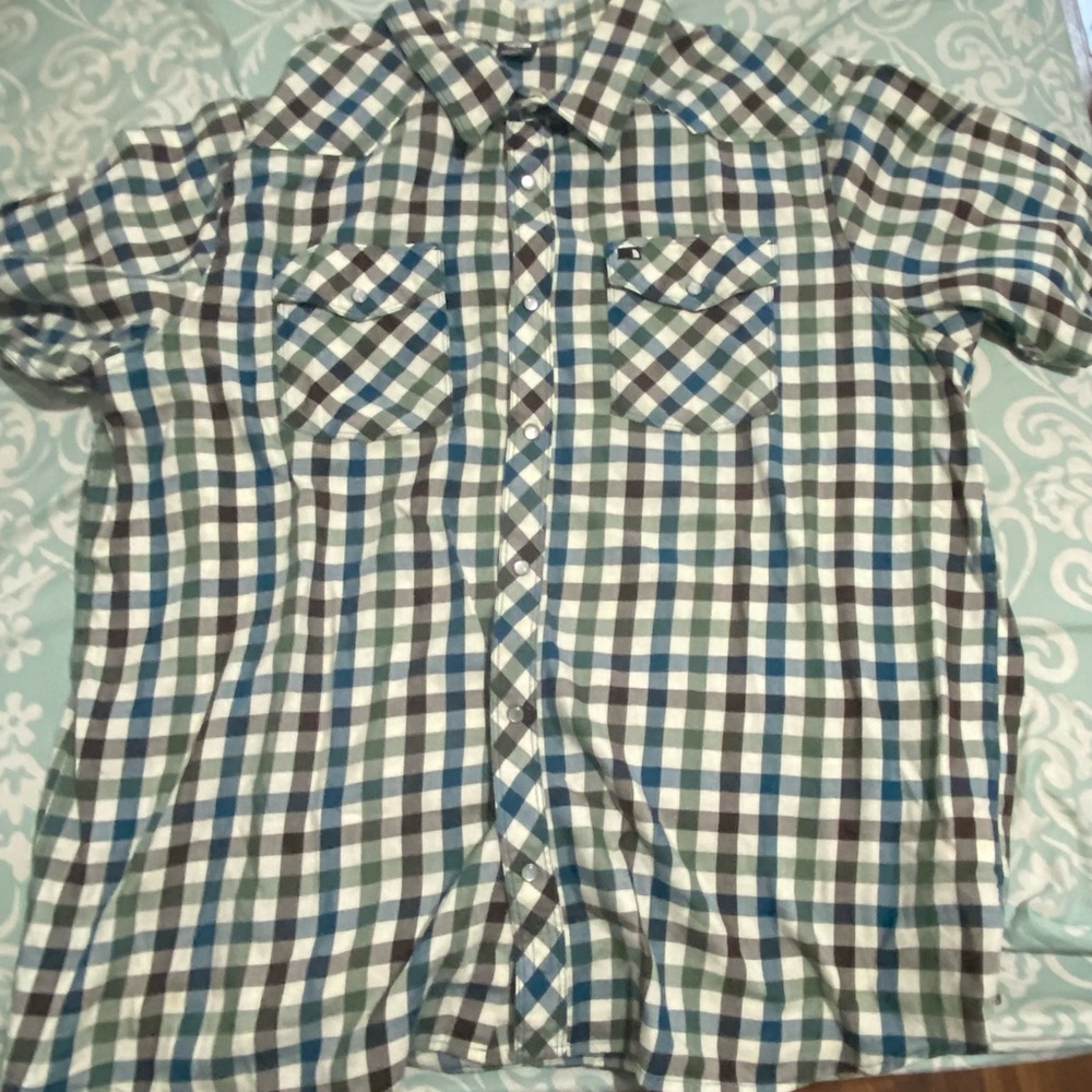 The North Face Blue and Green Checkered Casual Shirt